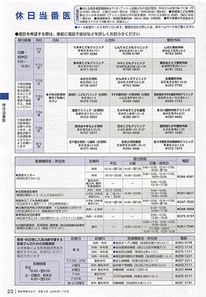 休日当番医情報の画像