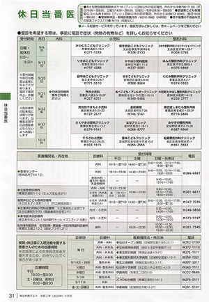 休日当番医情報の画像