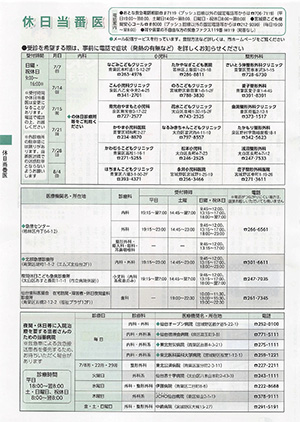 休日当番医情報の画像